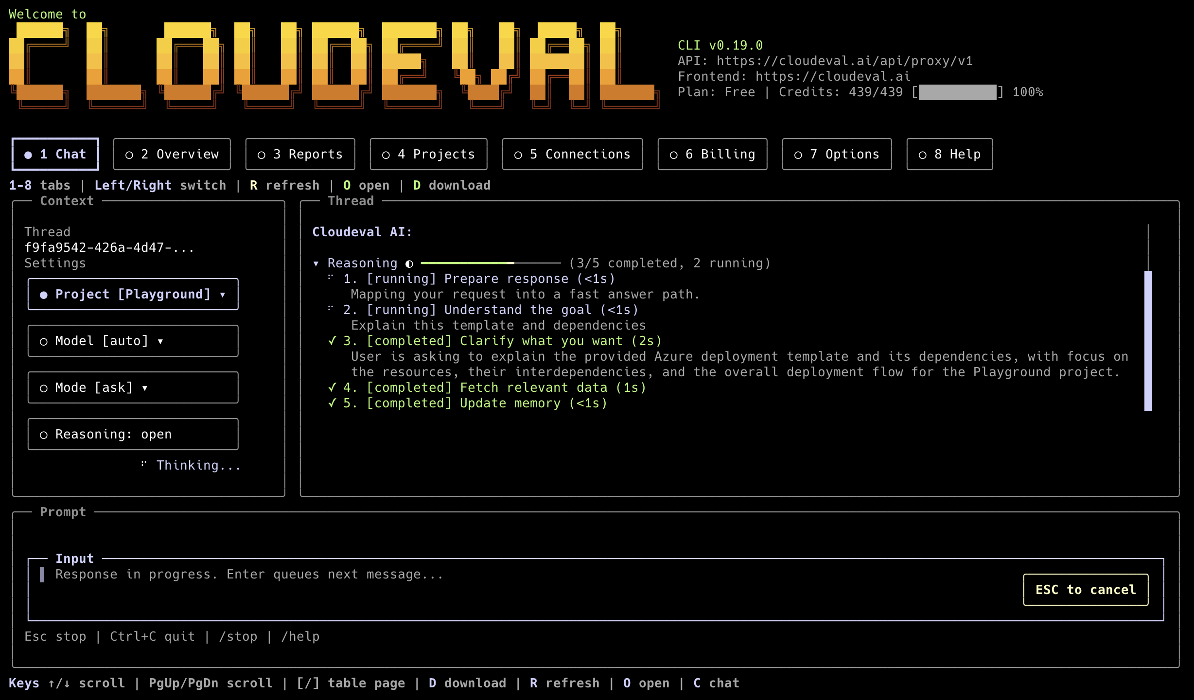 CloudEval terminal chat interface